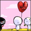 Heart-shaped I hate you balloon