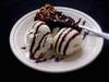 Chocolate brownie with ice cream