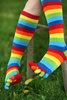 Rainbow coloured knee-high socks